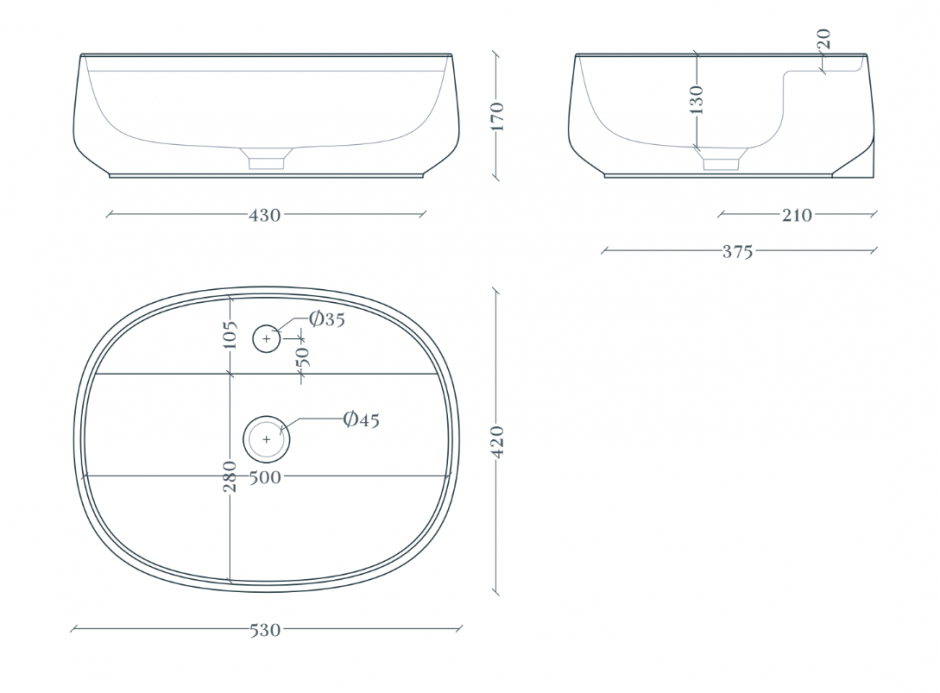 Овальная раковина Artceram Whisky WHL003 53x42 см ФОТО
