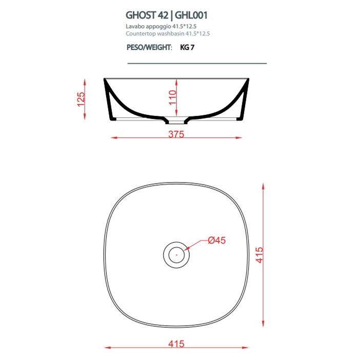 Накладная раковина Artceram Ghost GHL001 42х42 ФОТО