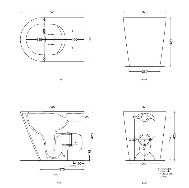 Унитаз безободковый приставной Cielo Mare MRVAK ФОТО
