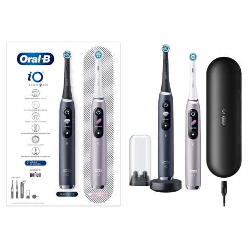 Электрическая зубная щетка Oral-B iO 9 DUO Black Onyx, Rose Quartz