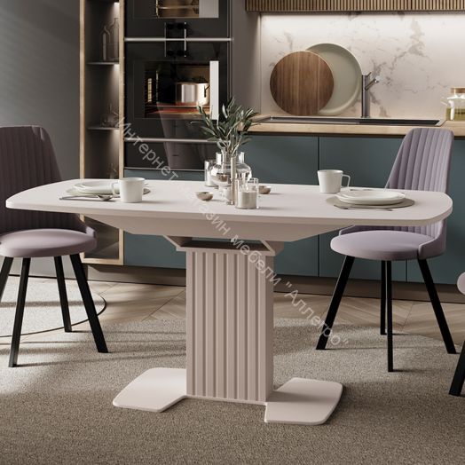 Стол обеденный раздвижной «Хилтон» Тип 2 Кашемир, Стекло матовое кашемир