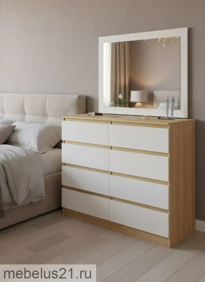 Комод Прайм 1200.8 сонома/Белый