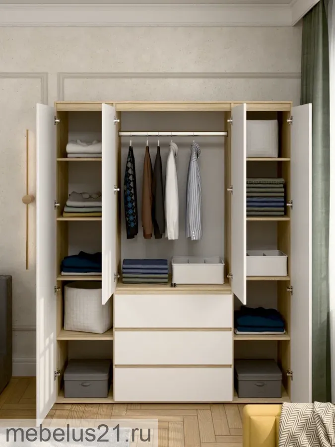 Шкаф Прайм 1600 Сонома/Белый