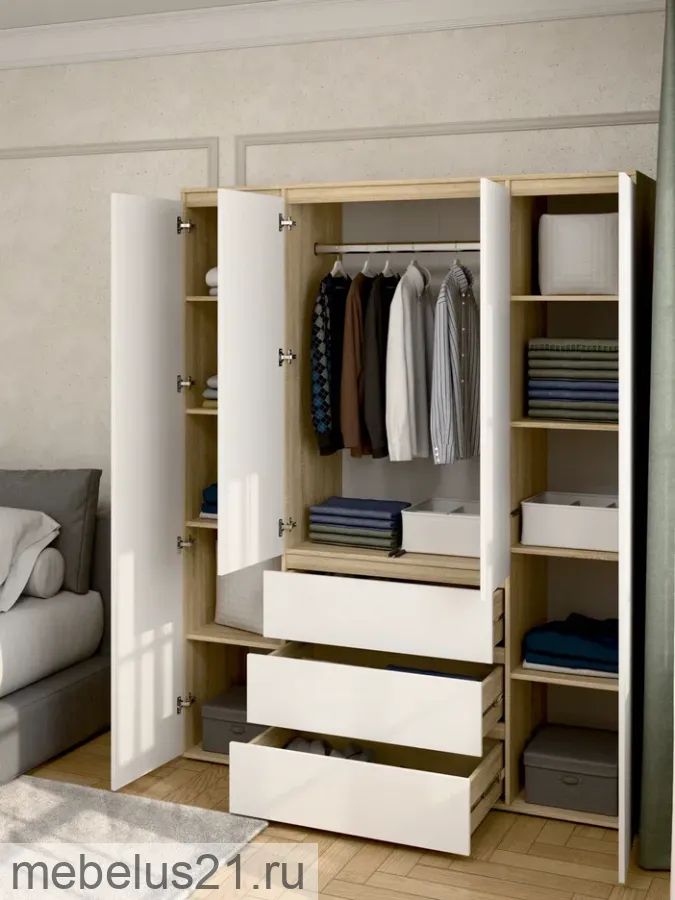 Шкаф Прайм 1600 Сонома/Белый