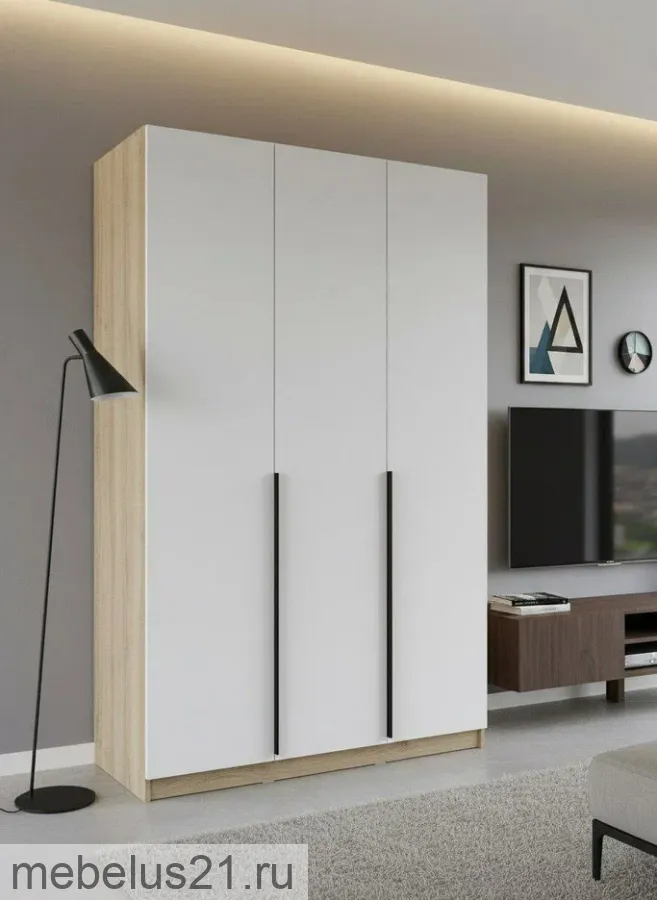 Шкаф 3-х дверный Лион Сонома/Белый