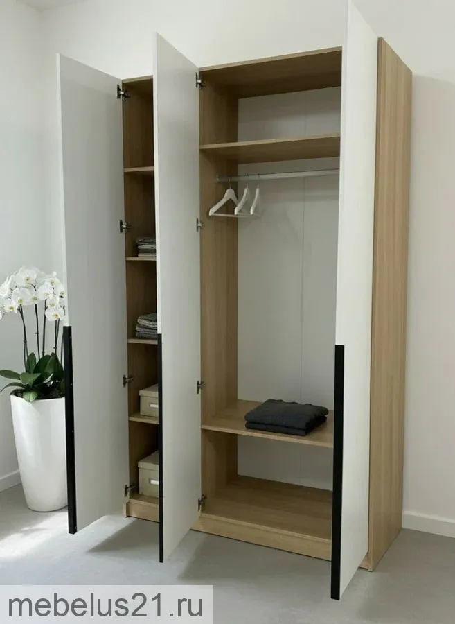 Шкаф 3-х дверный Лион Сонома/Белый