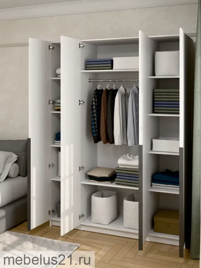 Шкаф 4-х дверный Лион Белый