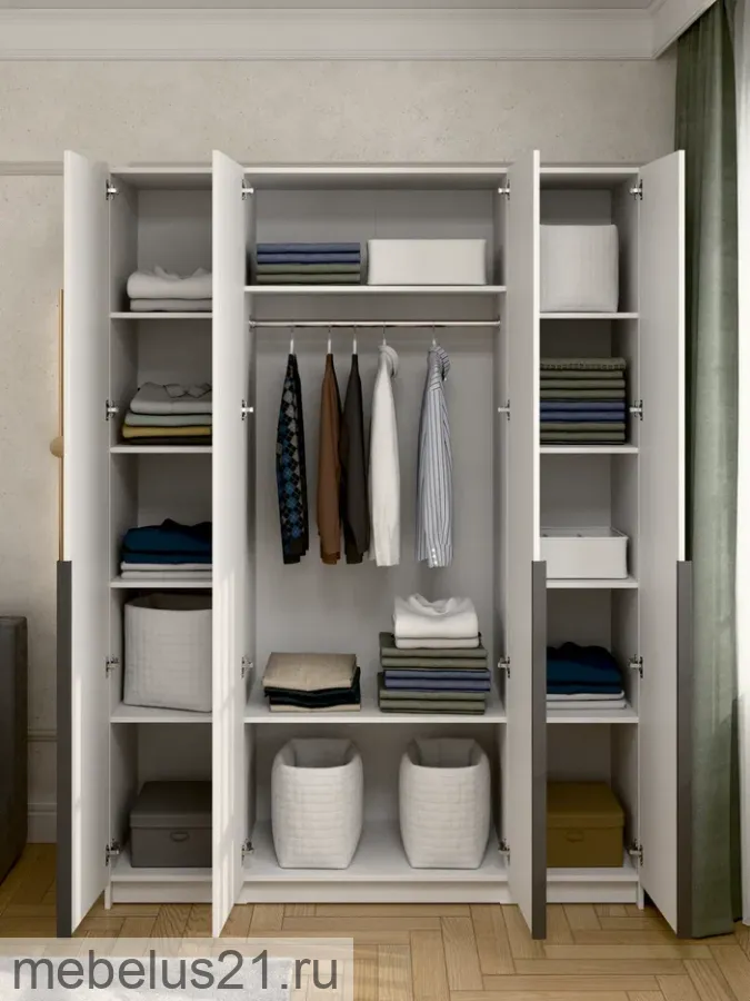 Шкаф 4-х дверный Лион Белый