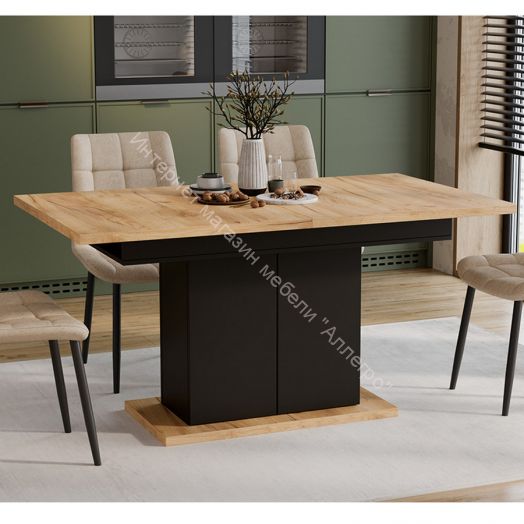 Стол раздвижной «Детройт» Тип 1 - 009.000.000 Черный, Дуб Крафт золотой