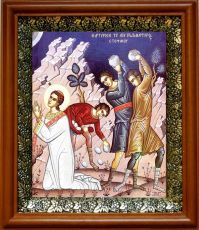 Икона Стефан, первомученик и архидиакон в киоте с басмой Виноградная Лоза (UV-печать)(30931)