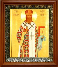 Икона Тихон Задонский в киоте с басмой Виноградная Лоза (UV-печать)(30961)
