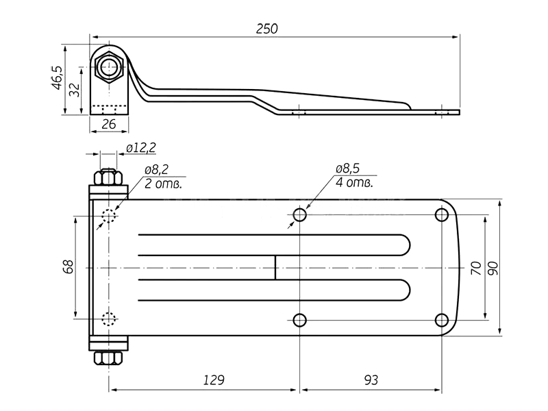 Петля заднего портала 250 мм Zn (Арт: 9052-1)