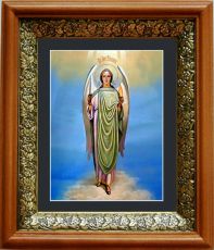 Икона Уриил Архангел в киоте с басмой Виноградная Лоза (UV-печать)(33191)