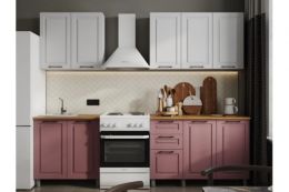 Кухня Аликанте 2м. без стекла Белый снег/пудра без столешницы