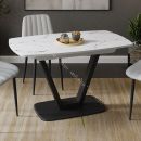 Стол обеденный «Сингапур» Тип 1 Черный муар, Стекло белый мрамор