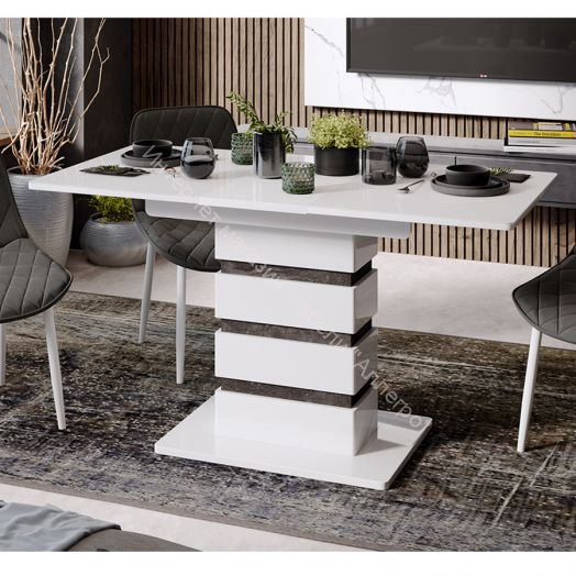 Стол обеденный «Мадейра» Тип 1 Белый глянец, Ателье темный