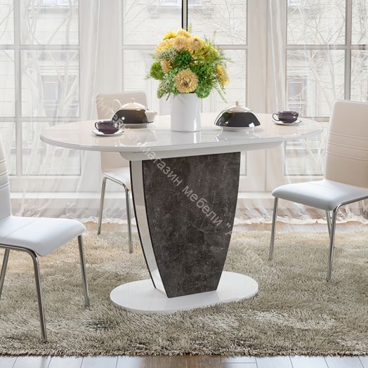 Стол обеденный «Монреаль» Тип 1 Белый глянец, Моод темный