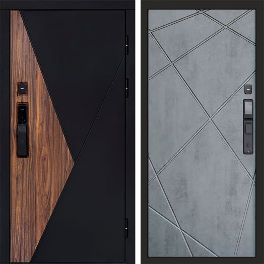 Входная дверь ВДК Матрикс с электронным замком - Лучи Бетон темный