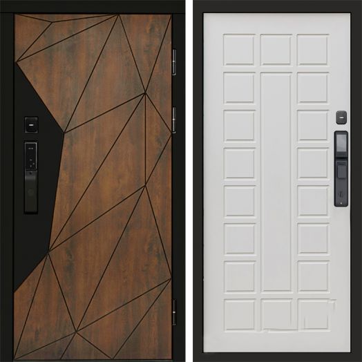 Входная дверь ВДК Геометрия с электронным замком - Престиж Бежевый матовый