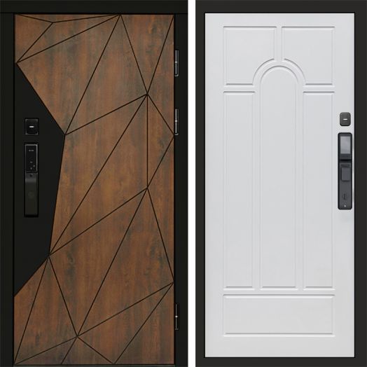 Входная дверь ВДК Геометрия с электронным замком - Арка Белое дерево