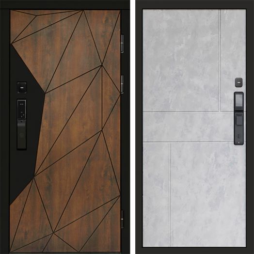 Входная дверь ВДК Геометрия с электронным замком - Горизонт Бетон светлый