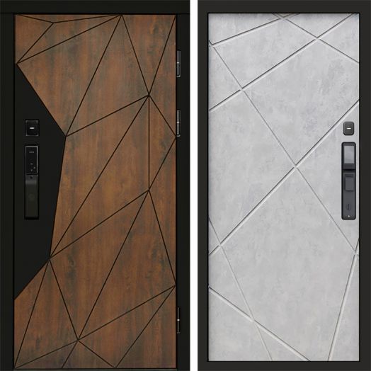 Входная дверь ВДК Геометрия с электронным замком - Лучи Бетон светлый