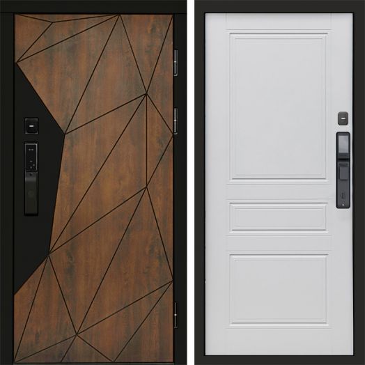 Входная дверь ВДК Геометрия с электронным замком - Классик Белый софт