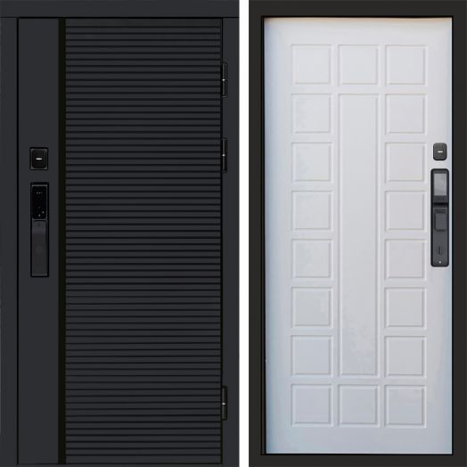 Входная дверь ВДК Блэк Лайн с электронным замком - Престиж Белое дерево