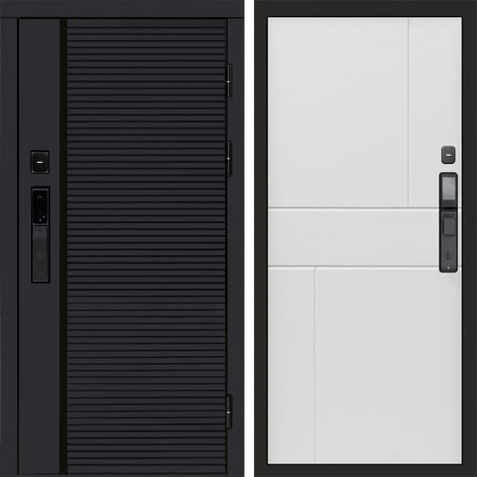 Входная дверь ВДК Блэк Лайн с электронным замком - Горизонт Белый