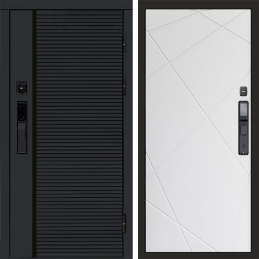 Входная дверь ВДК Блэк Лайн с электронным замком - Лучи Белый