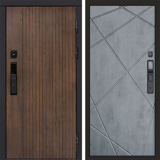 Входная дверь ВДК Твист Ультра с электронным замком - Лучи Бетон темный