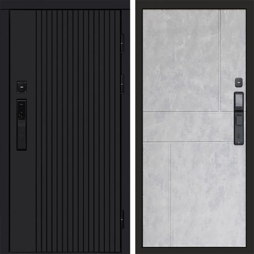 Входная дверь ВДК Твист Блэк с электронным замком - Горизонт Бетон светлый