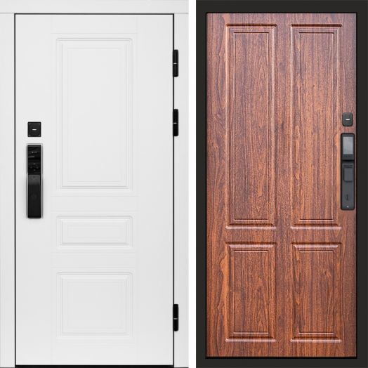 Входная дверь ВДК Орегон Вайт с электронным замком - Орех стандарт