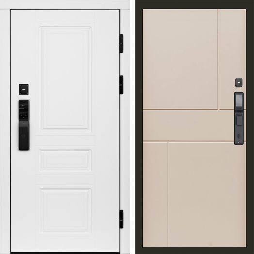 Входная дверь ВДК Орегон Вайт с электронным замком - Горизонт Слоновая кость