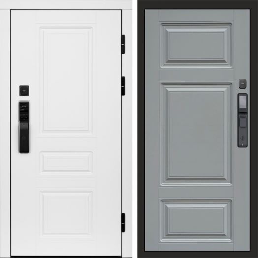 Входная дверь ВДК Орегон Вайт с электронным замком - Лион Грей софт