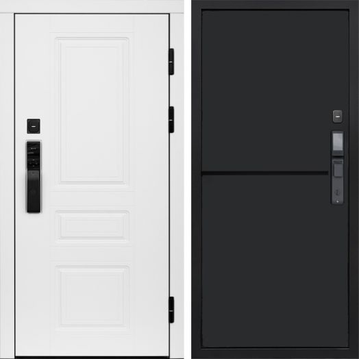 Входная дверь ВДК Орегон Вайт с электронным замком - Нео Black