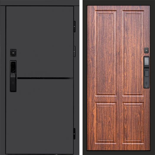 Входная дверь ВДК Тренд Графит с электронным замком - Орех стандарт