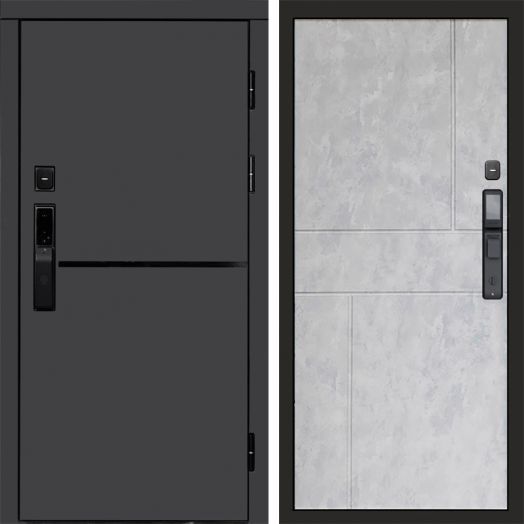 Входная дверь ВДК Тренд Графит с электронным замком - Горизонт Бетон светлый
