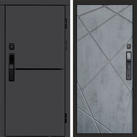 Входная дверь ВДК Тренд Графит с электронным замком - Лучи Бетон темный