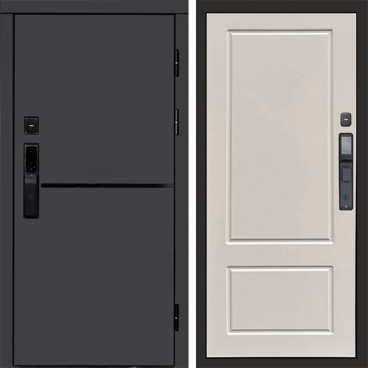 Входная дверь ВДК Тренд Графит с электронным замком - Марсель Слоновая кость