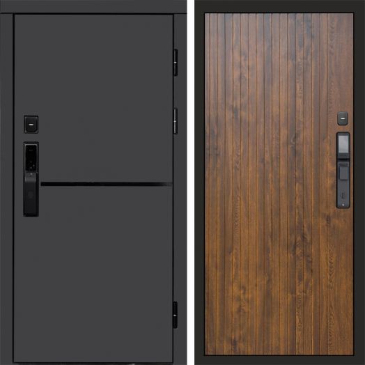 Входная дверь ВДК Тренд Графит с электронным замком - Flat Дуб