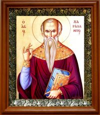 Икона Харалампий Магнезийский в киоте с басмой Виноградная Лоза (UV-печать)(31038)