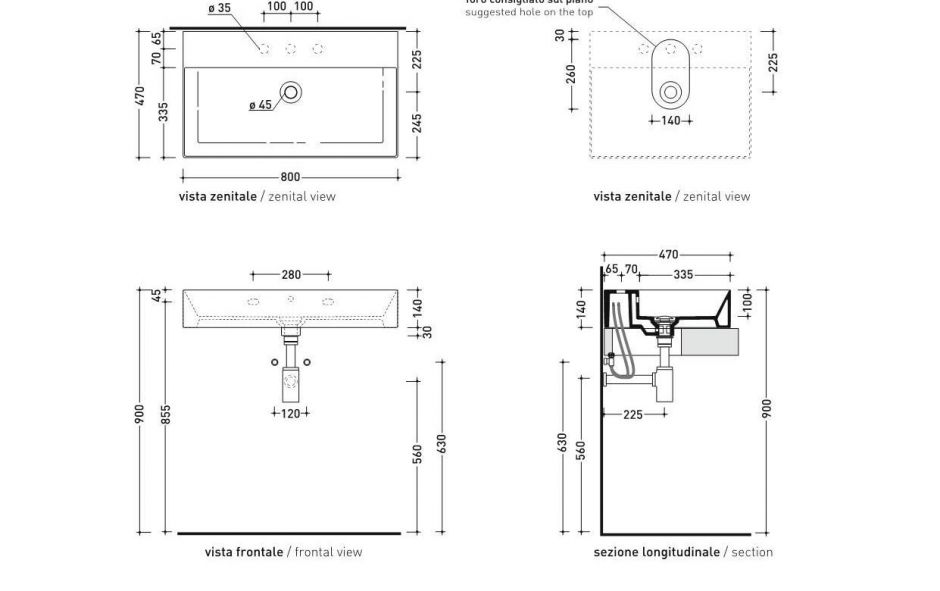 Подвесная раковина Flaminia AppLight 80 AP8047 80х47х14 см ФОТО