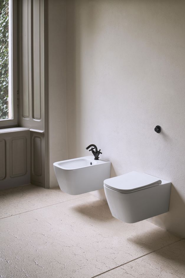 Подвесной безободковый унитаз GSI NUBES 961509 35х55 см, без крепления, белый матовый ФОТО