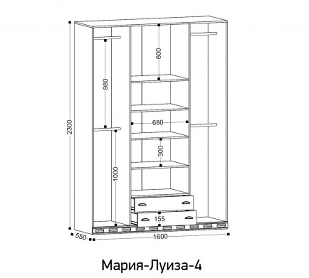 Мария-Луиза-4 шкаф 4-х дверный