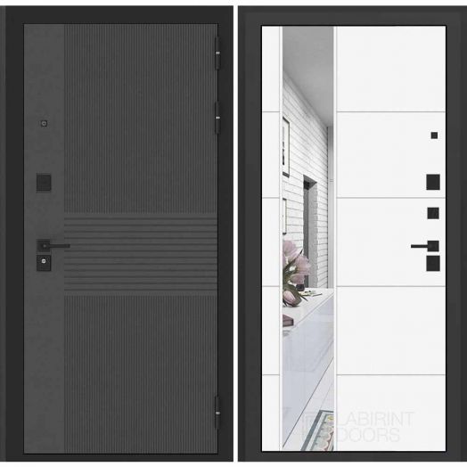Входная дверь Бункер БН 05 - 19 Зеркало Белый софт