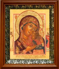 Чухломская (Галичская) икона Божьей Матери в киоте с басмой Виноградная Лоза (UV-печать)(31069)