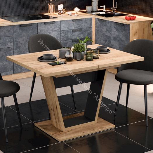 Стол обеденный «Гавана» Тип 1 Дуб Крафт золотой, Черный