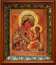 Икона Шуйская Смоленская в киоте с басмой Виноградная Лоза (UV-печать)(31070)