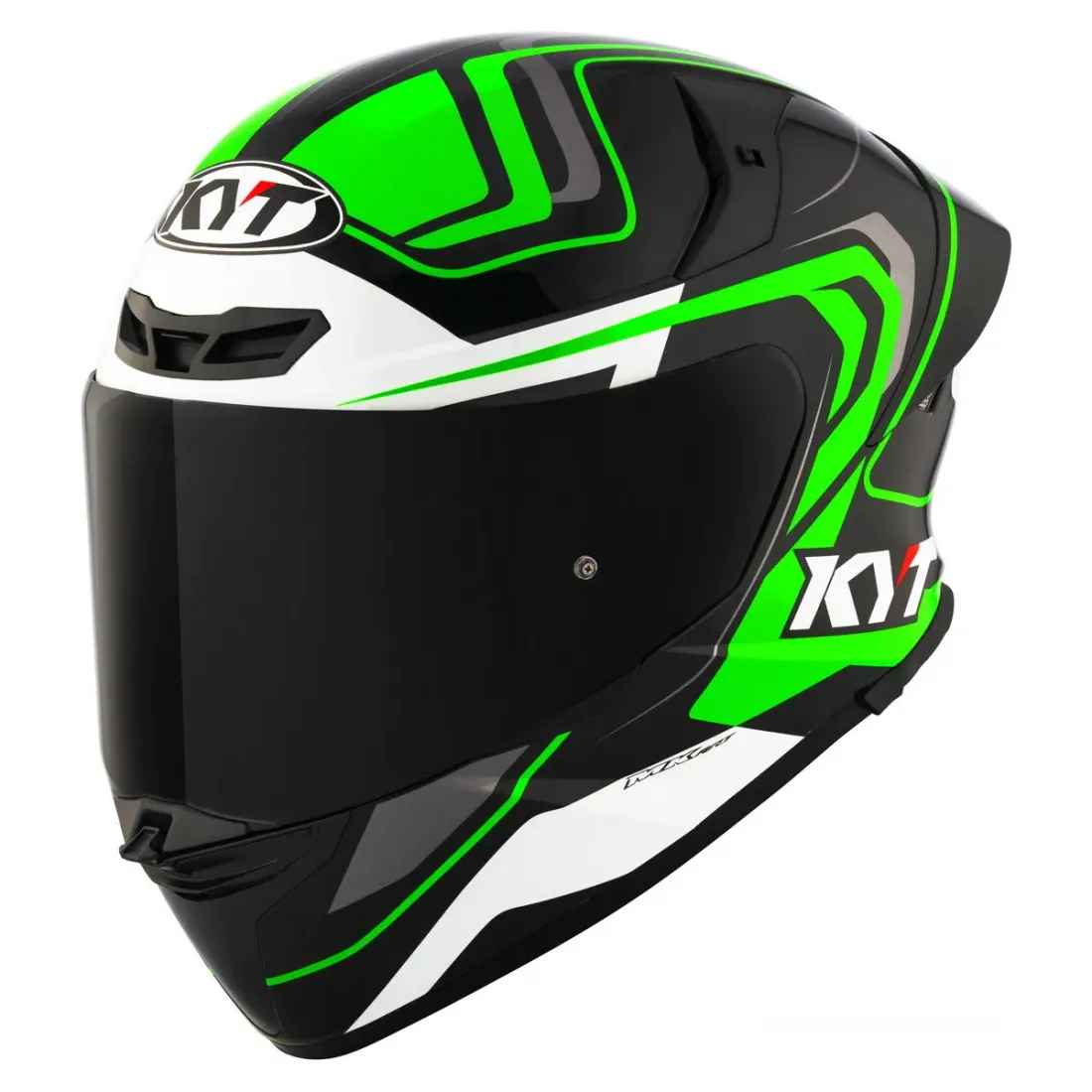 KYT Мотошлем TT-REVO OVERTECH, цвет Черный/Зеленый